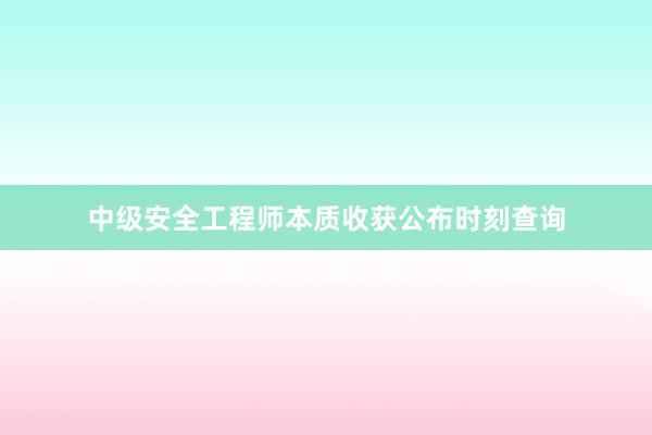 中级安全工程师本质收获公布时刻查询